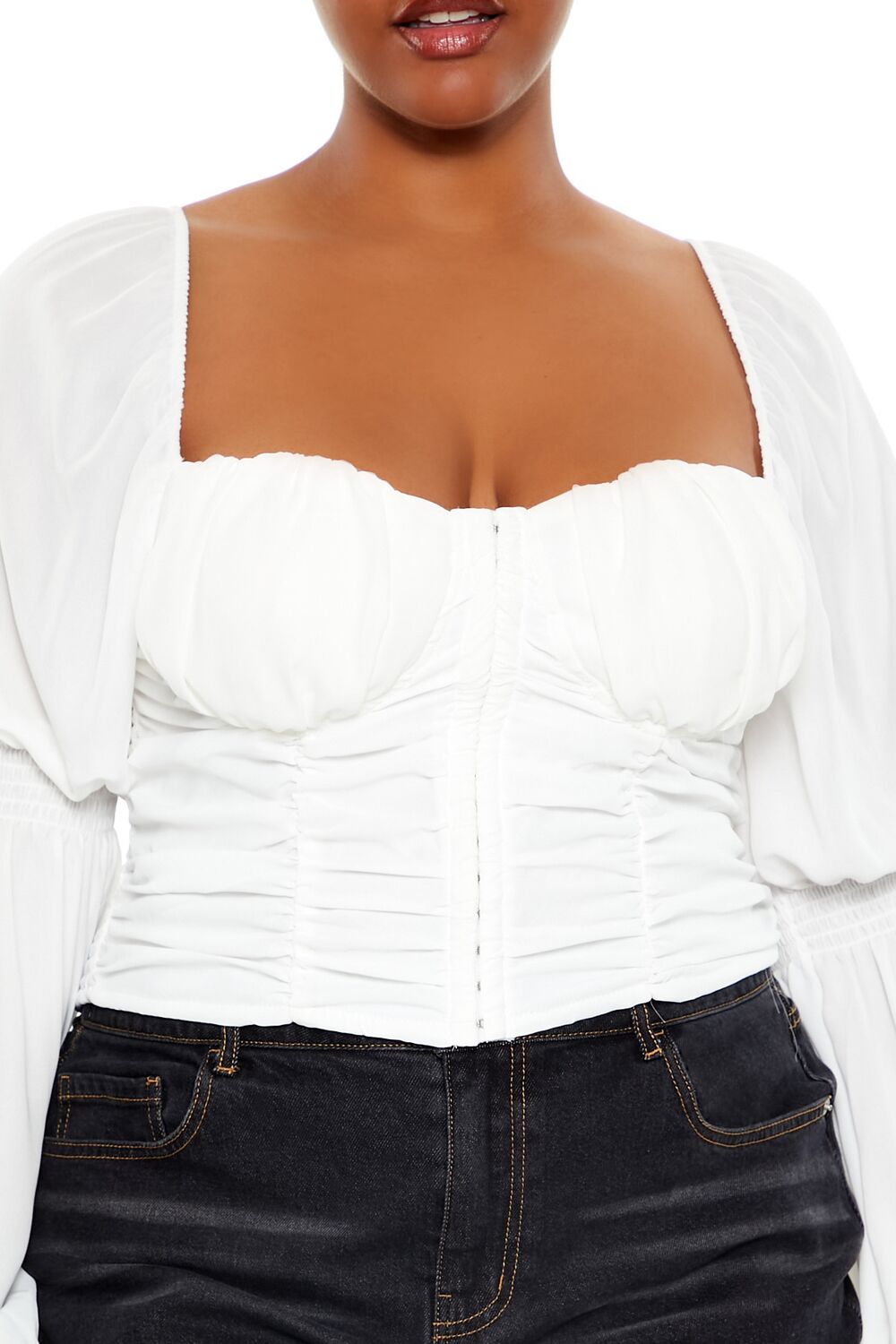 Plus Size Ruched Sweetheart Top - Image 3