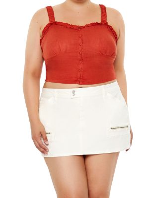 Plus Size Ruffle-Trim Crop Top