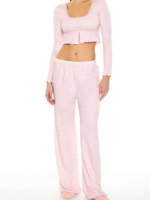 Polka Dot Bow Pajama Crop Top