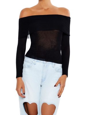 Foldover Off-the-Shoulder Sweater