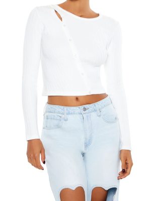 Cropped Button-Front Sweater