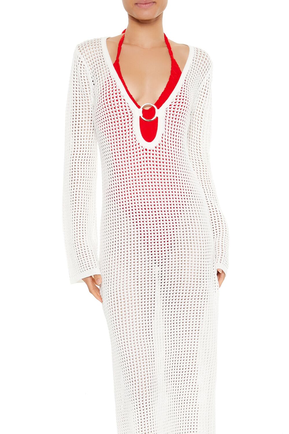 Crochet O-Ring Swim Cover-Up Maxi Dress - Image 2