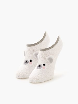 Plush Polar Bear No-Show Socks