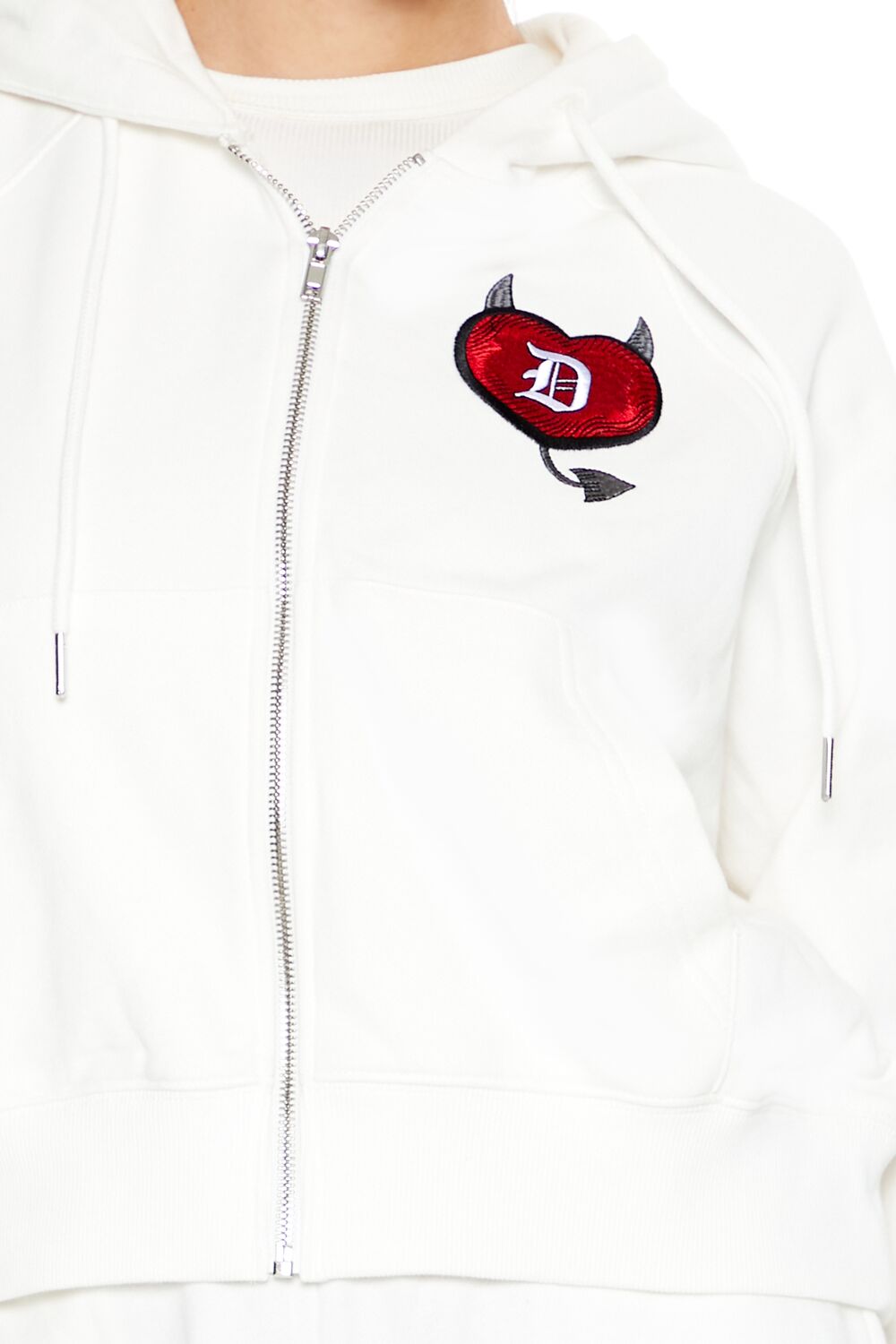 Embroidered Devil Heart Zip-Up Hoodie - Image 3