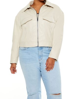 Plus Size Faux Leather Jacket