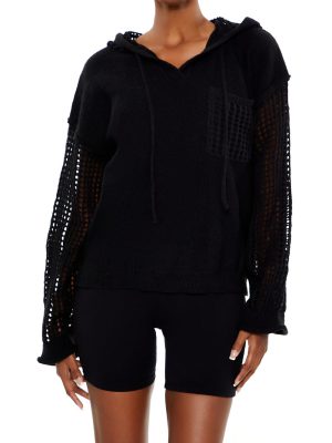 Open-Knit Netted Hoodie
