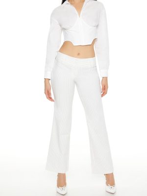 Pinstriped Low-Rise Trouser Pants