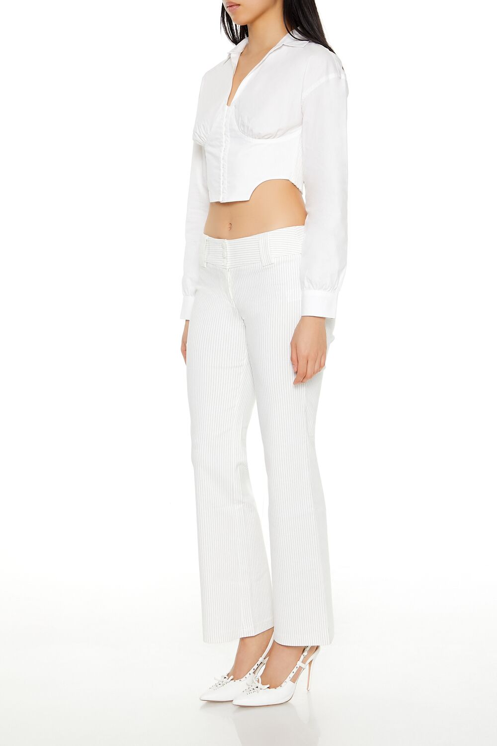 Pinstriped Low-Rise Trouser Pants - Image 3