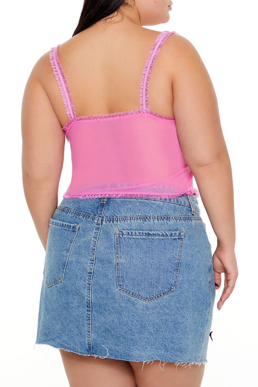 Plus Size Mesh Ruffle-Trim Cami - Image 5