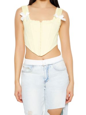 Bow Ruffle-Trim Corset Crop Top