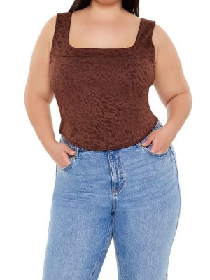 Plus Size Leopard Print Corset Crop Top