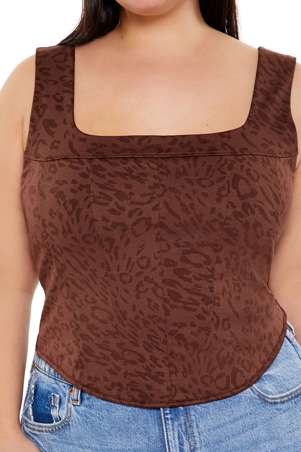 Plus Size Leopard Print Corset Crop Top - Image 3