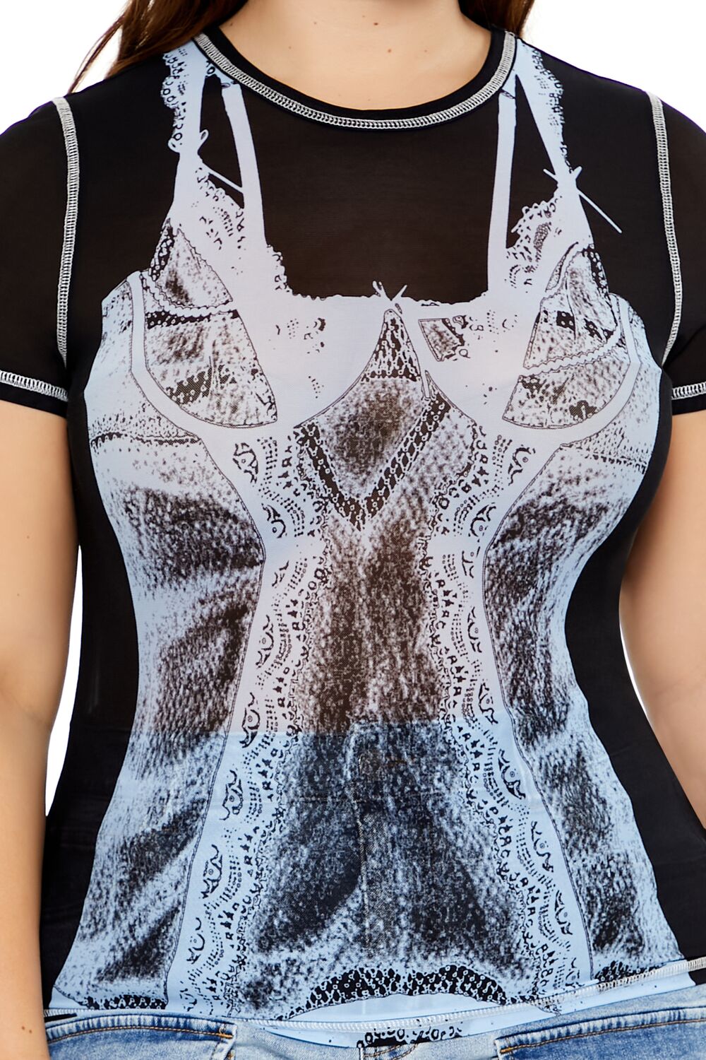 Plus Size Bustier Graphic Baby Tee - Image 3