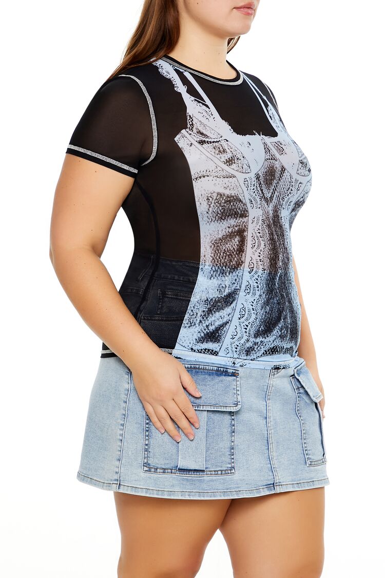 Plus Size Bustier Graphic Baby Tee - Image 4