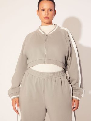 Plus Size Active Striped Jacket