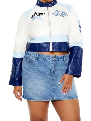 Plus Size Flaming Heart Moto Jacket