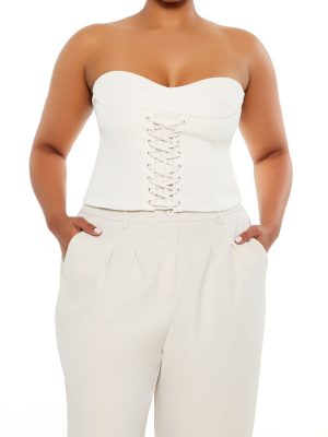 Plus Size Lace-Up Tube Top