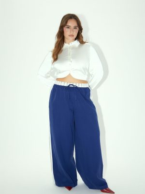 Plus Size Striped Wide-Leg Pants