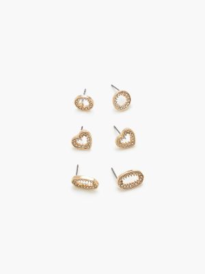 Cutout Heart Stud Earring Set