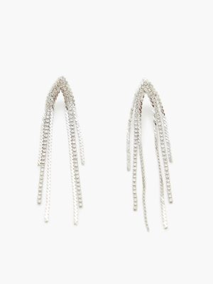 Rhinestone Box Chain Drop Earrings