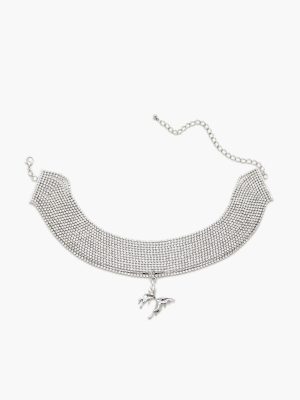 Rhinestone Butterfly Choker Necklace