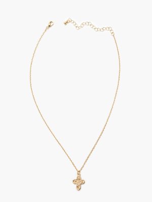 Etched Cross Charm Necklace