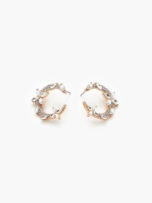 Rhinestone Crescent Stud Earrings
