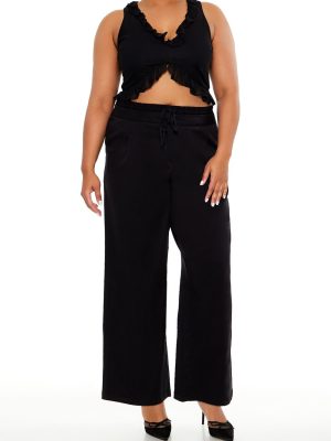 Plus Size Drawstring Straight Pants