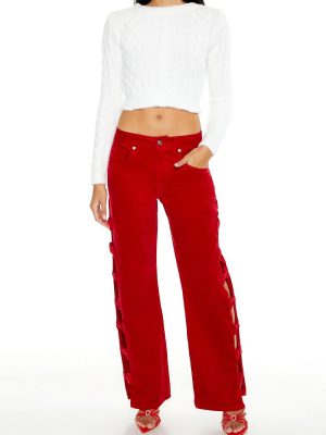 Bow Velvet Cutout Pants