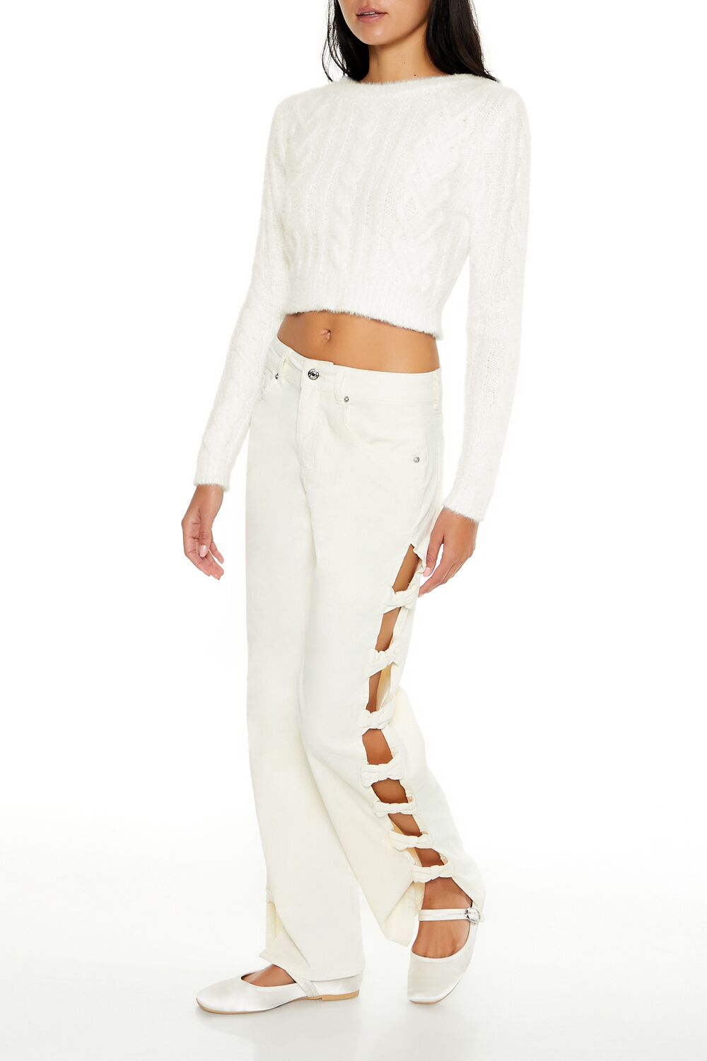 Bow Velvet Cutout Pants - Image 8
