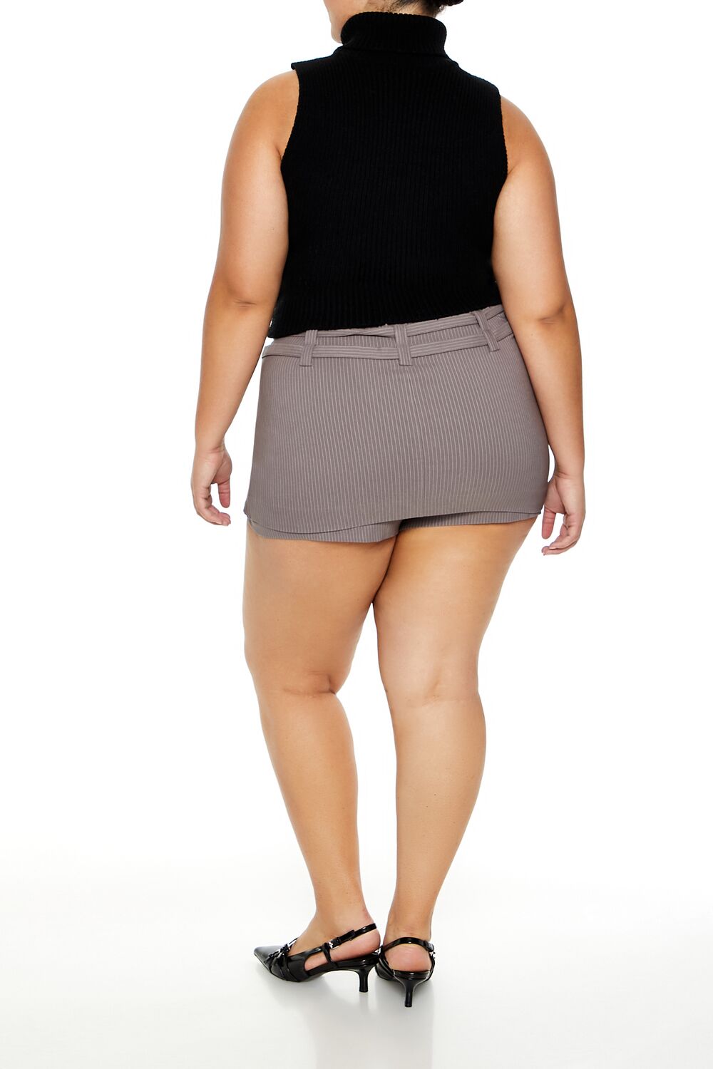 Plus Size Pinstriped Micro Mini Skort - Image 4