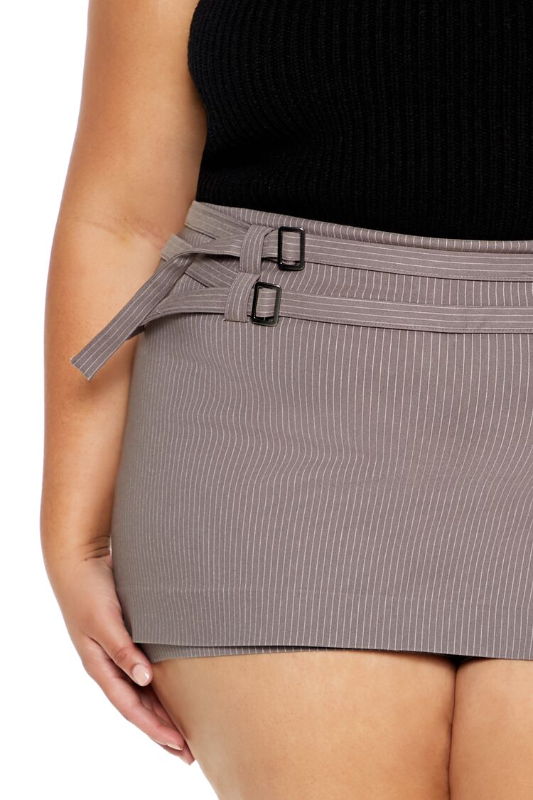 Plus Size Pinstriped Micro Mini Skort - Image 5
