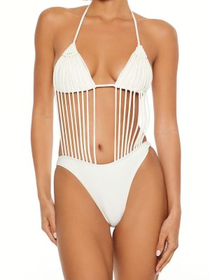 Macrame Halter Monokini One-Piece Swimsuit