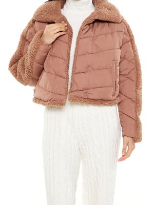 Faux Shearling-Trim Puffer Jacket