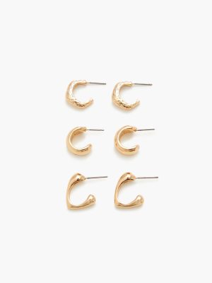 Hammered Geo Hoop Earring Set