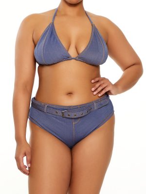 Plus Size Denim Bikini Top