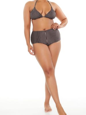 Plus Size Pinstriped Bikini Bottoms