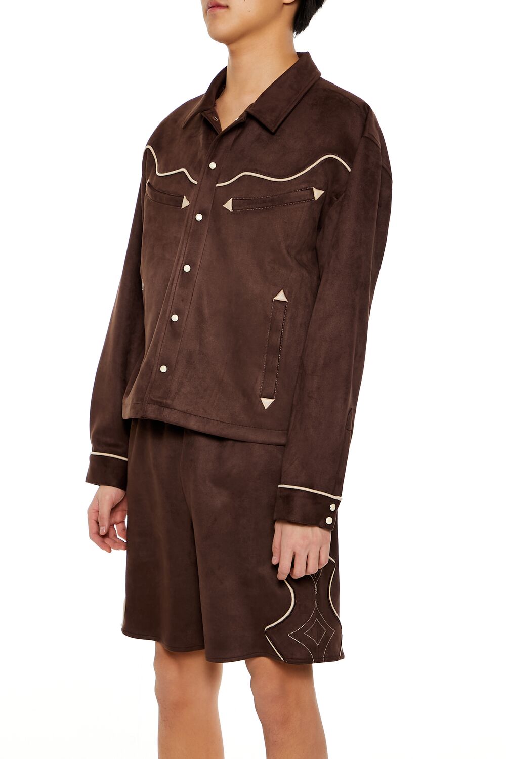 Geo Faux Suede Trucker Jacket - Image 4