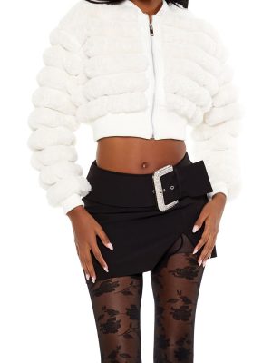 Faux Fur Cropped Bomber Jacket