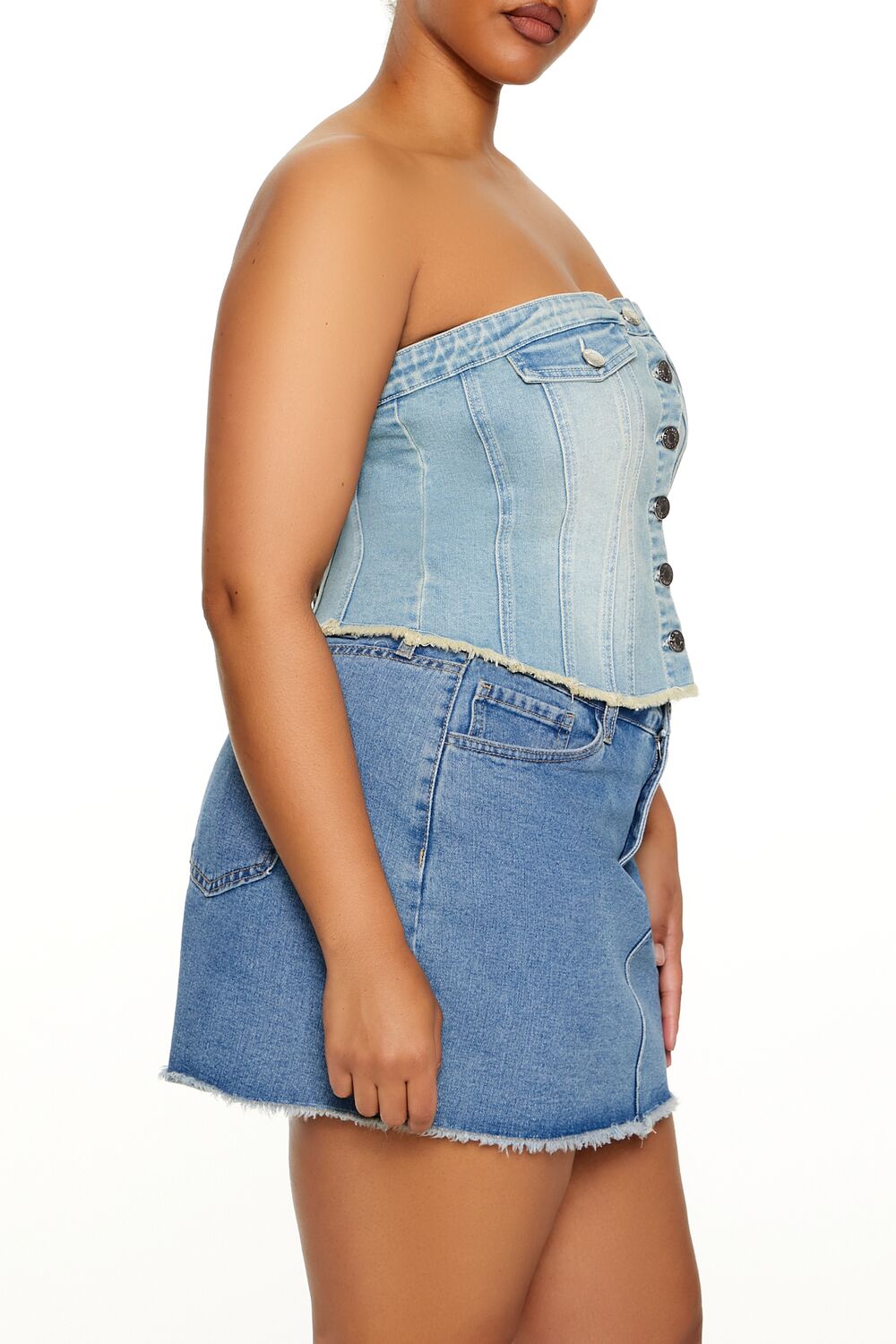 Plus Size Stretch-Denim Tube Top - Image 4
