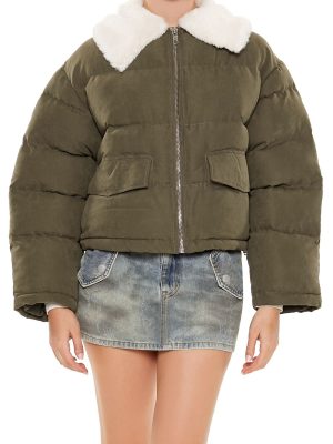 Faux Leather Puffer Jacket