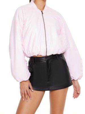 Faux Leather Balloon-Sleeve Jacket