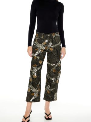 Leaf Camo Print Twill Pants