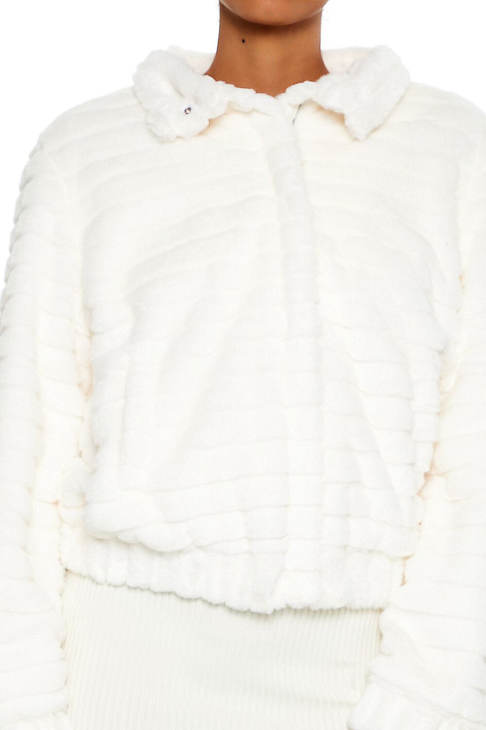 Quilted Faux Fur Bomber Jacket - Image 3