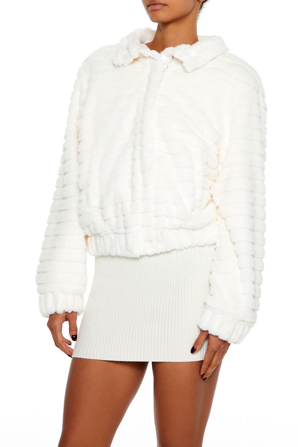 Quilted Faux Fur Bomber Jacket - Image 4