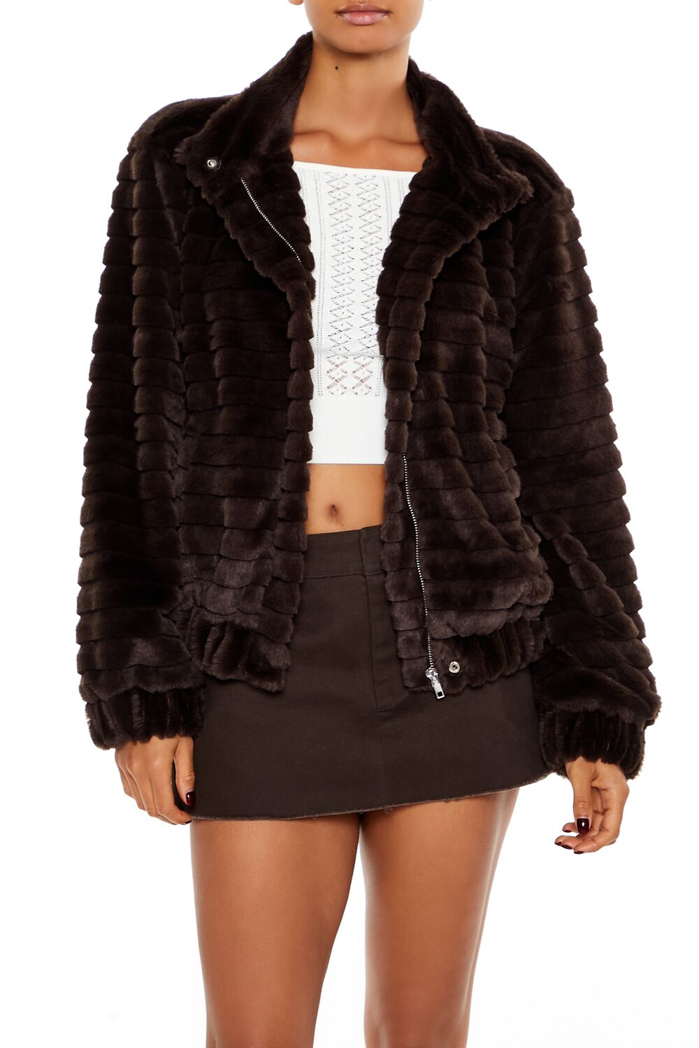 Quilted Faux Fur Bomber Jacket - Image 6