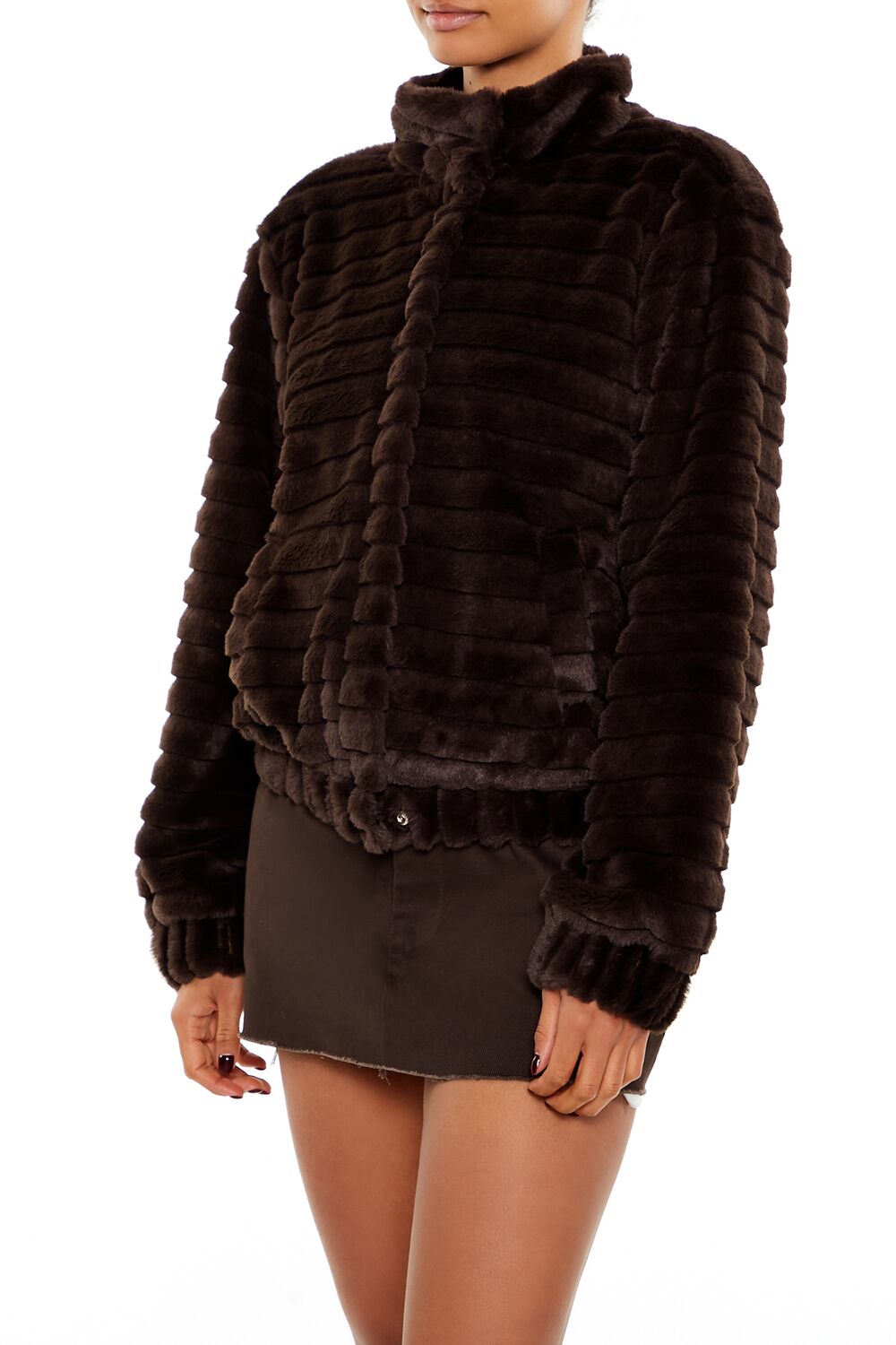 Quilted Faux Fur Bomber Jacket - Image 9