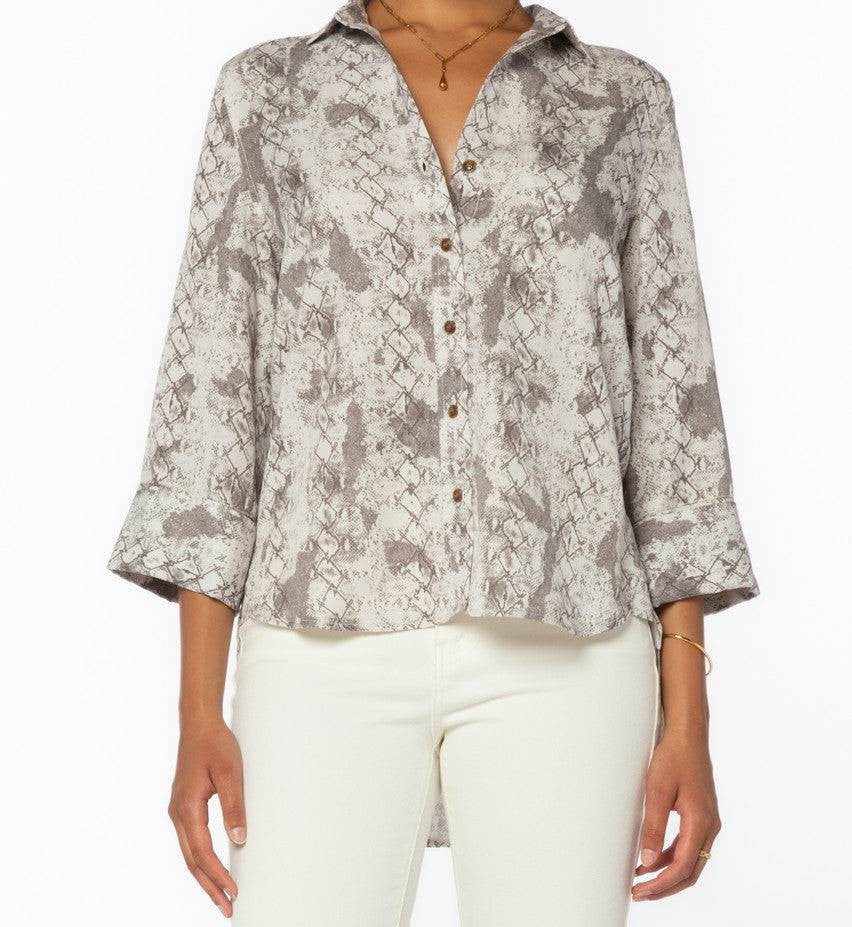 Camisa 3/4 Cuffed Sleeve Button Down Shirt With Lapel Collar - Image 2