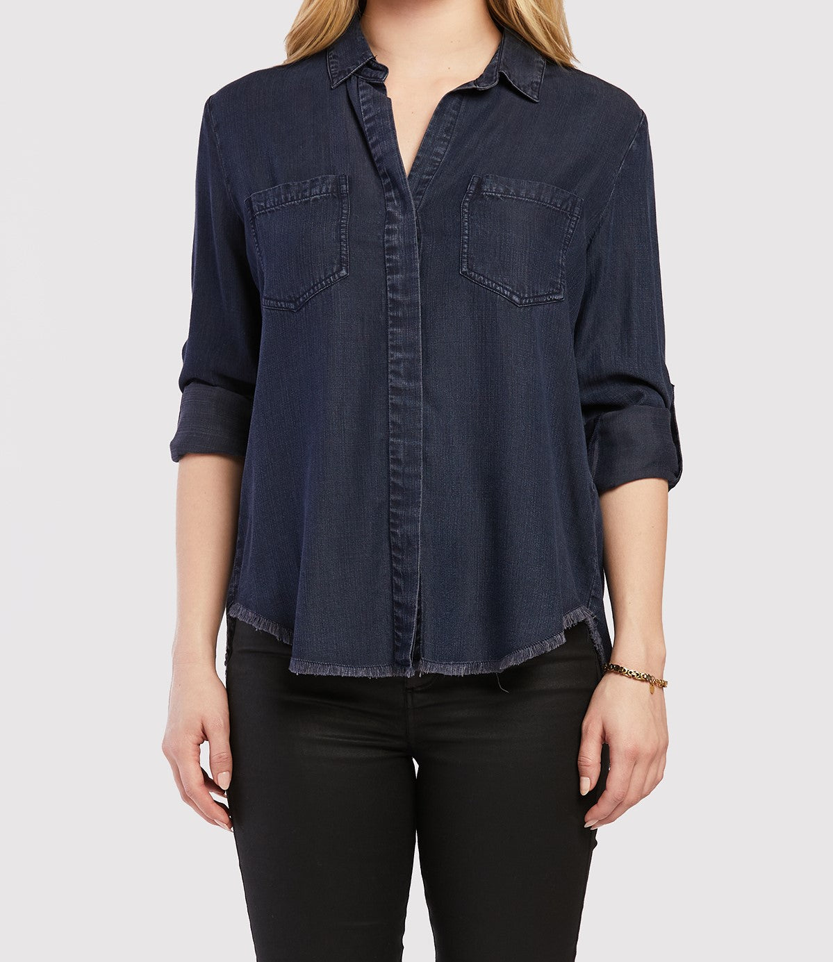 Riley Rolled Tab Sleeve Button Down Shirt Double Chest Pockets - Image 6