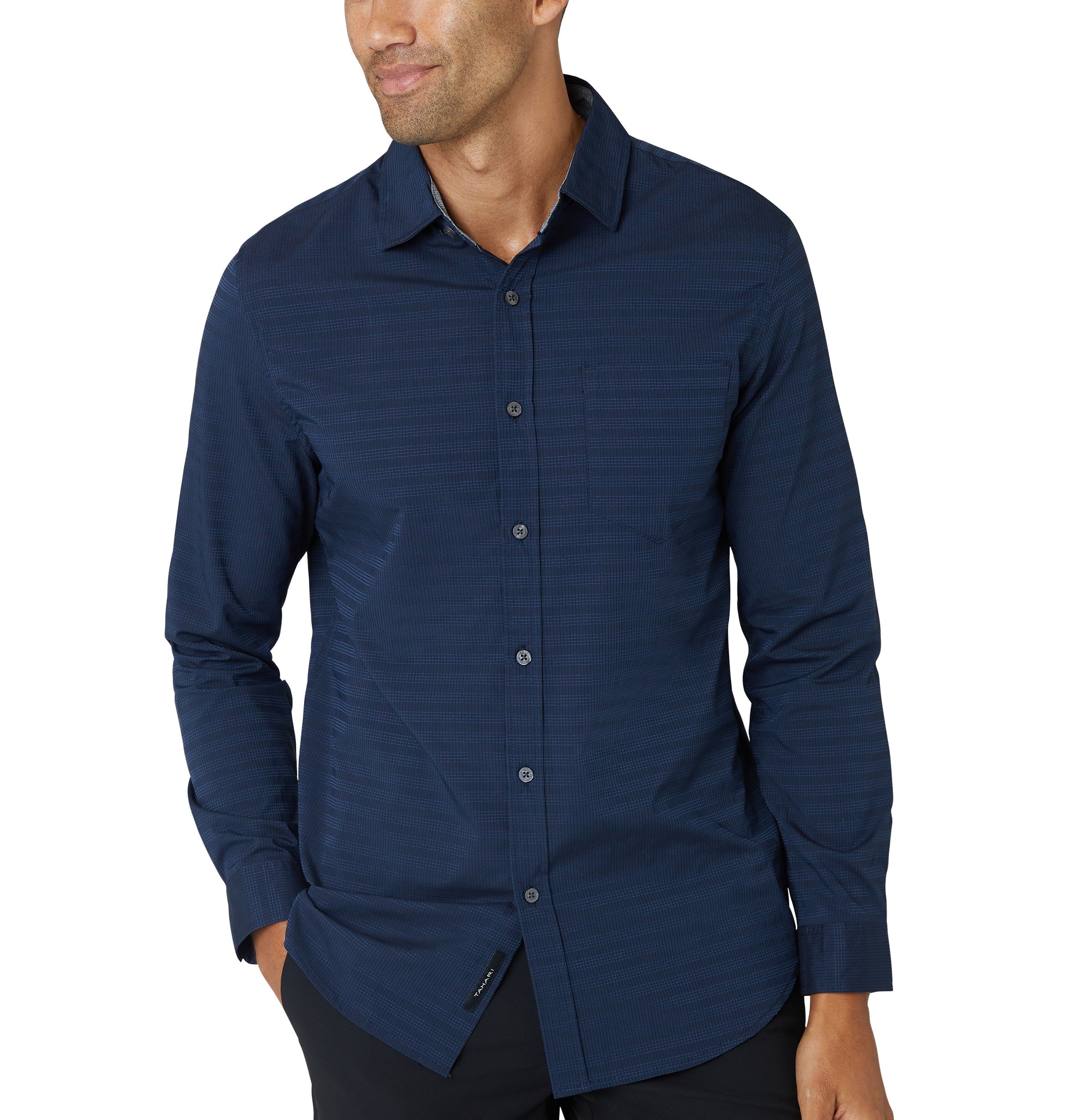 Long Sleeve Stripe Text Performance Woven - Image 2